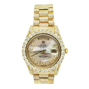 18K Gold Oyster Perpetual Iced Out Rolex Diamond Watch for Men