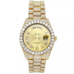 Iced-Out 18K Gold Rolex Oyster Perpetual