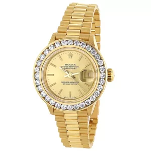 Gold Ladies ROLEX Oyster Diamond Watch Perpetual Datejust