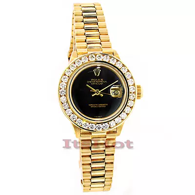 Gold Rolex Datejust President Ladies Diamond Watch